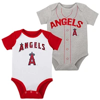 Infant White/Heather Gray Los Angeles Angels Two-Pack Little Slugger Bodysuit Set