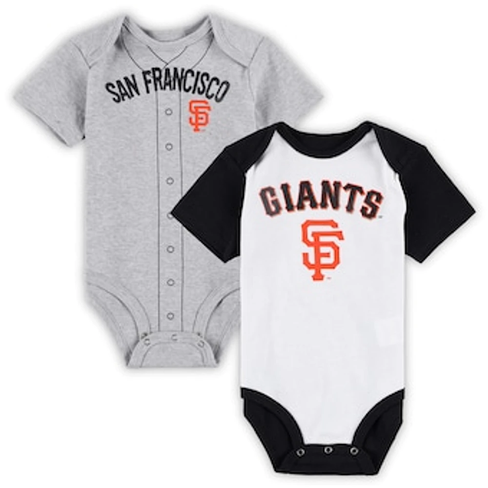 Infant White/Heather Gray San Francisco Giants Two-Pack Little Slugger Bodysuit Set