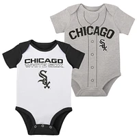 Infant White/Heather Gray Chicago White Sox Two-Pack Little Slugger Bodysuit Set