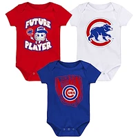 Infant Royal/Red/White Chicago Cubs Minor League Player Three-Pack Bodysuit Set