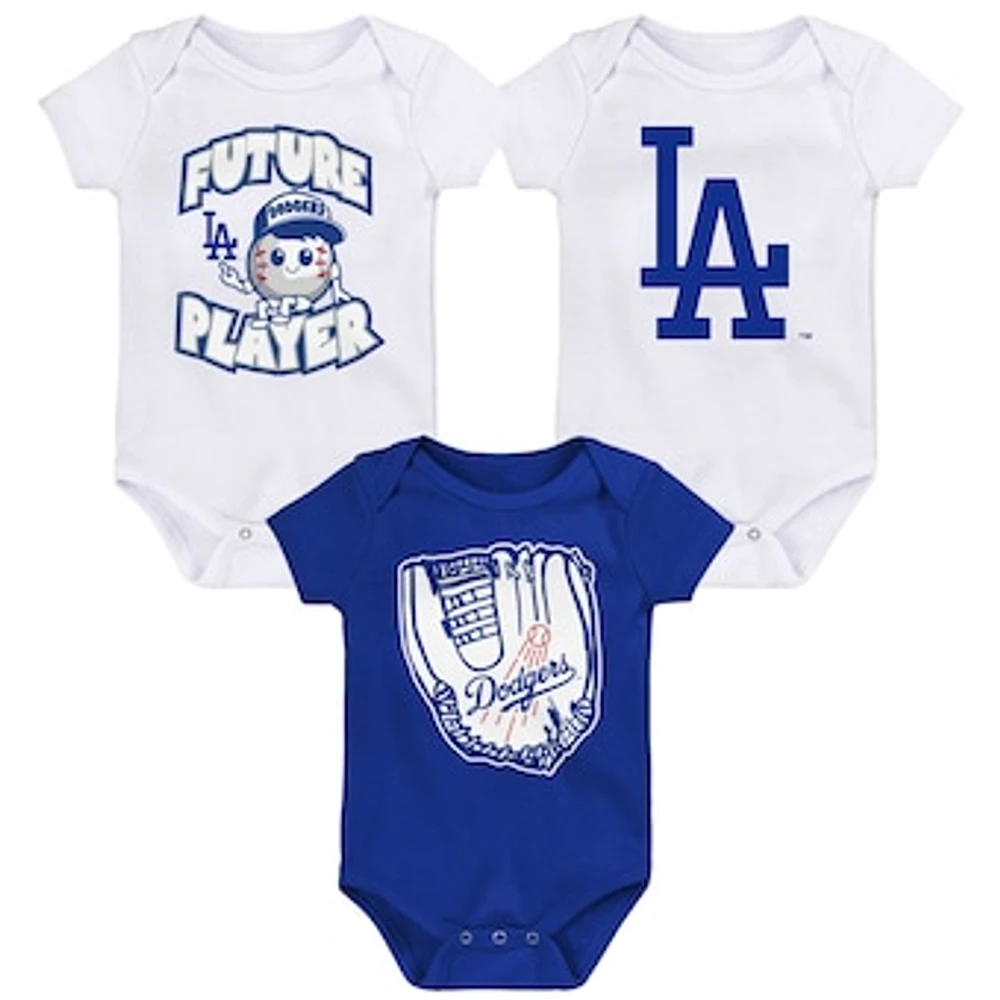 Infant Royal/White/White Los Angeles Dodgers Minor League Player Three-Pack Bodysuit Set