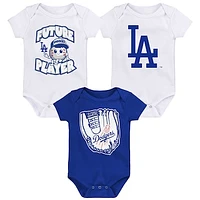 Infant Royal/White/White Los Angeles Dodgers Minor League Player Three-Pack Bodysuit Set