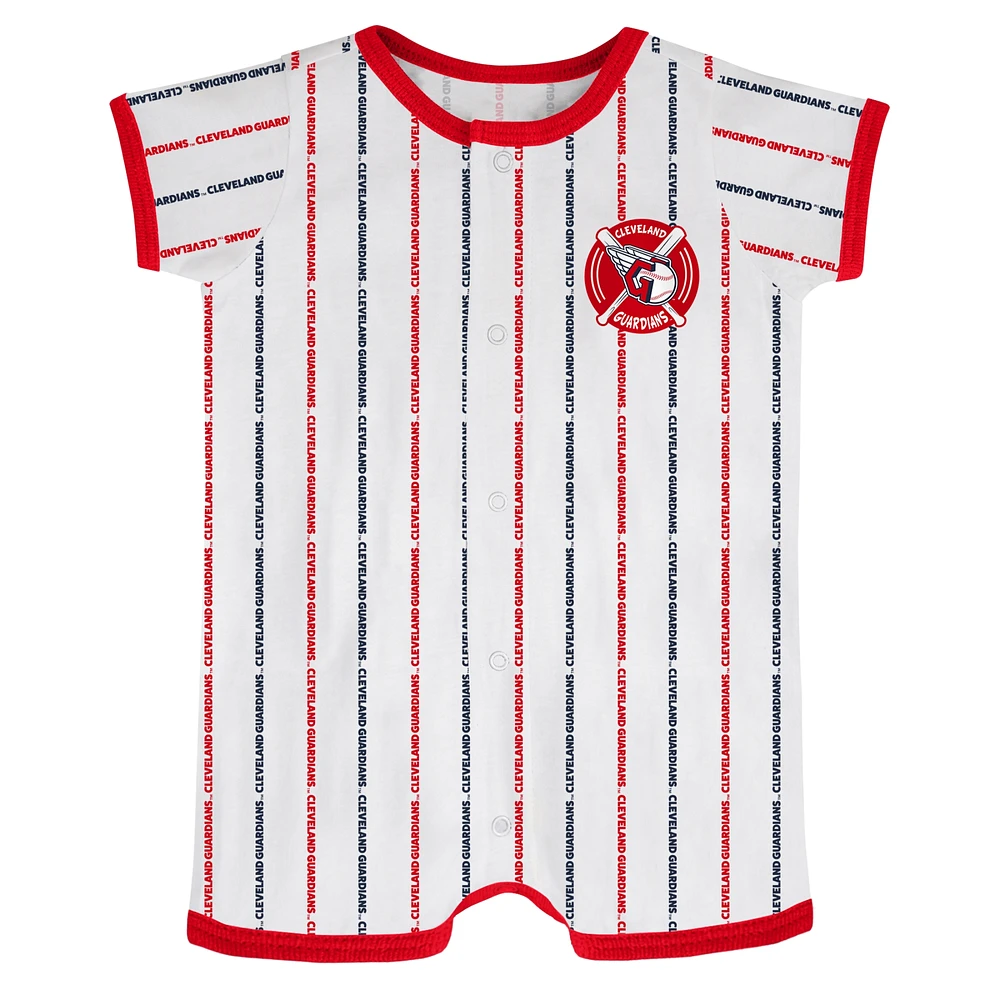 Newborn & Infant White Cleveland Guardians Ball Hitter Romper