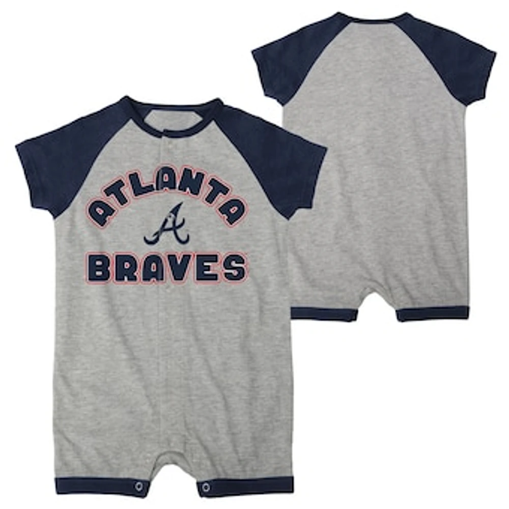 Newborn & Infant Heather Gray Atlanta Braves Extra Base Hit Raglan Full-Snap Romper