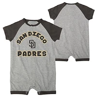 Newborn & Infant Heather Gray San Diego Padres Extra Base Hit Raglan Full-Snap Romper