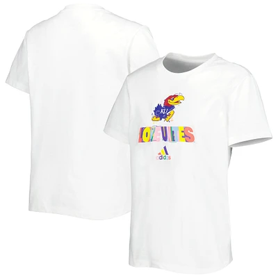 Women's adidas White Kansas Jayhawks Fresh Pride T-Shirt