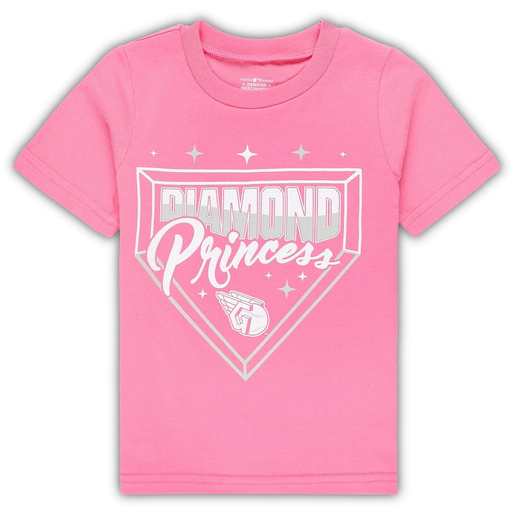 Girls Toddler Pink Cleveland Guardians Diamond Princess T-Shirt