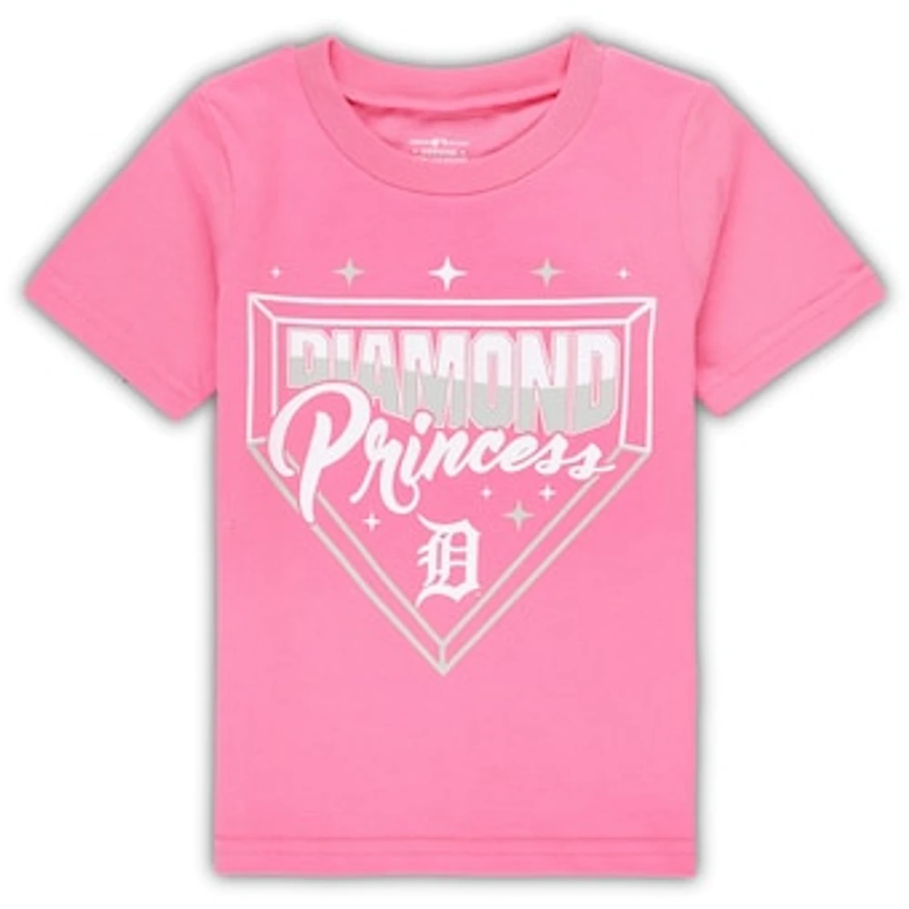 Girls Toddler Pink Detroit Tigers Diamond Princess T-Shirt