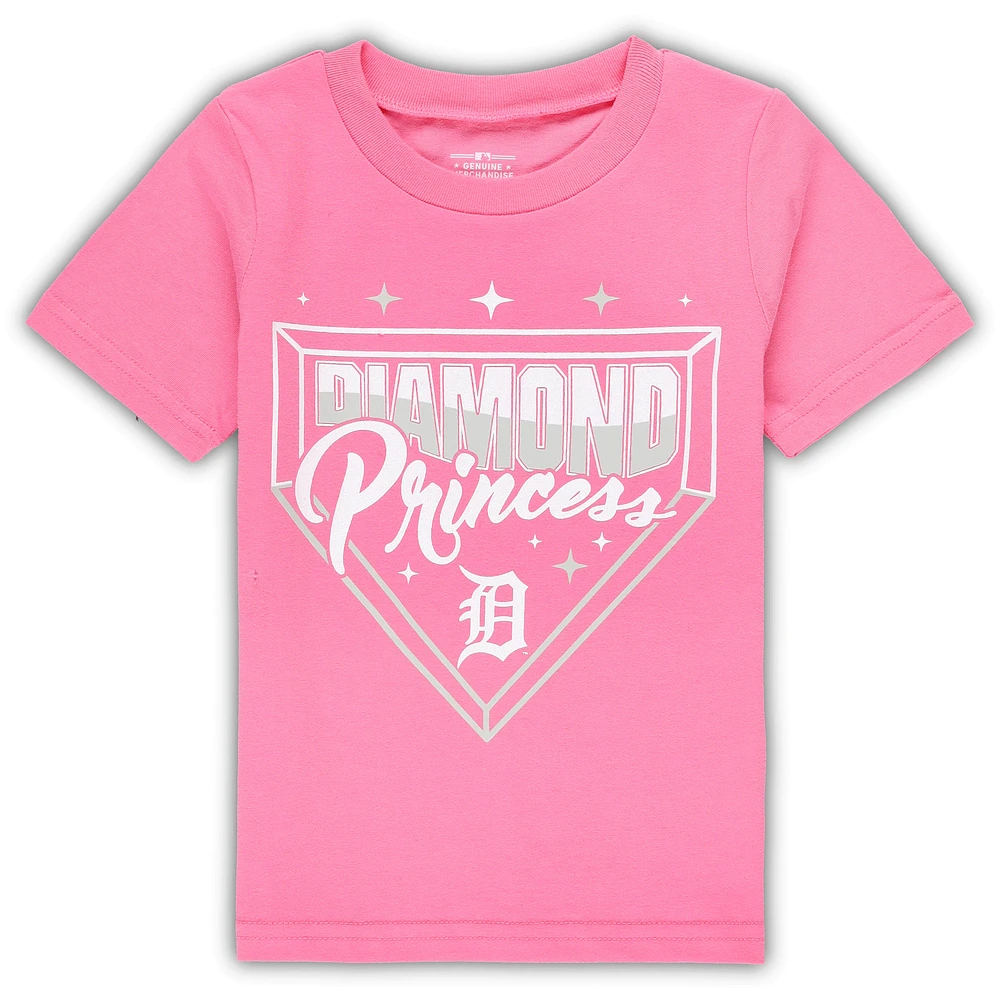 Girls Toddler Pink Detroit Tigers Diamond Princess T-Shirt