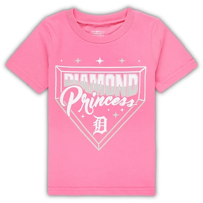 Girls Toddler Pink Detroit Tigers Diamond Princess T-Shirt