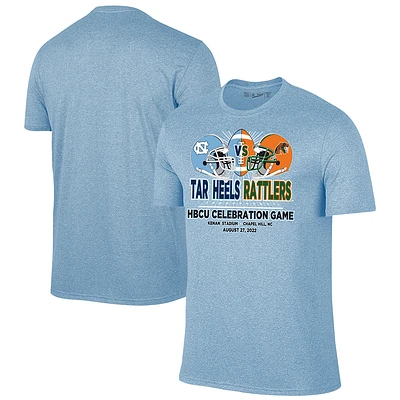 Men's Original Retro Brand Carolina Blue North Carolina Tar Heels vs. Florida A&M Rattlers 2022 HBCU Celebration Game T-Shirt