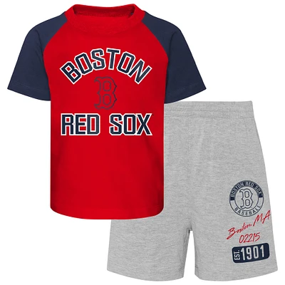 Toddler Red/Heather Gray Boston Red Sox Two-Piece Groundout Baller Raglan T-Shirt & Shorts Set