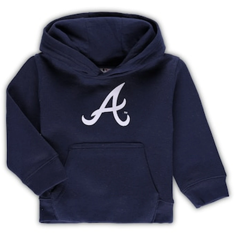 Toddler Navy Atlanta Braves Team Primary Logo Fleece Pullover Hoodie