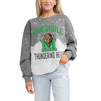 Women's Gameday Couture Gray Marshall Thundering Herd Twice As Nice Faded Crewneck Sweatshirt