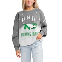 Women's Gameday Couture Gray North Dakota Twice As Nice Faded Crewneck Sweatshirt