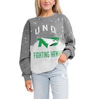 Women's Gameday Couture Gray North Dakota Twice As Nice Faded Crewneck Sweatshirt