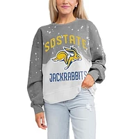 Women's Gameday Couture Gray South Dakota State Jackrabbits Twice As Nice Faded Crewneck Sweatshirt