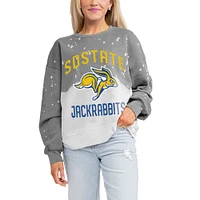 Women's Gameday Couture Gray South Dakota State Jackrabbits Twice As Nice Faded Crewneck Sweatshirt