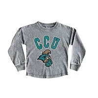 Girls Youth Gameday Couture Gray Coastal Carolina Chanticleers Faded Wash Pullover Top