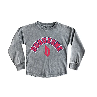 Girls Youth Gameday Couture Gray Duquesne Dukes Faded Wash Pullover Top