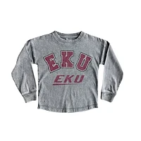Girls Youth Gameday Couture Gray Eastern Kentucky Colonels Faded Wash Pullover Top