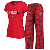 Women's Concepts Sport Red/Black Portland Trail Blazers Badge T-Shirt & Pajama Pants Sleep Set