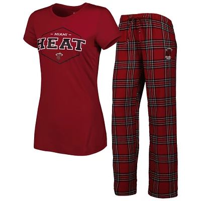 Women's Concepts Sport Red/Black Miami Heat Badge T-Shirt & Pajama Pants Sleep Set