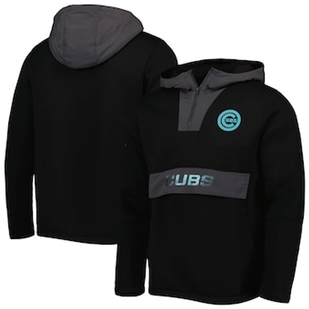 Men's Levelwear Black Chicago Cubs Ruckus Quarter-Zip Hoodie