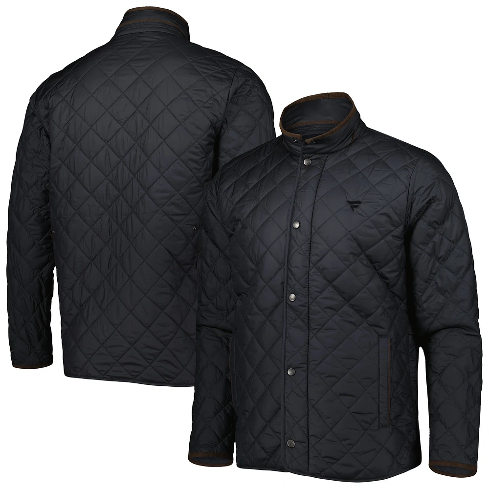 Men's Peter Millar Black Fanatics Corporate Suffolk Quilted Travel Full-Snap Jacket