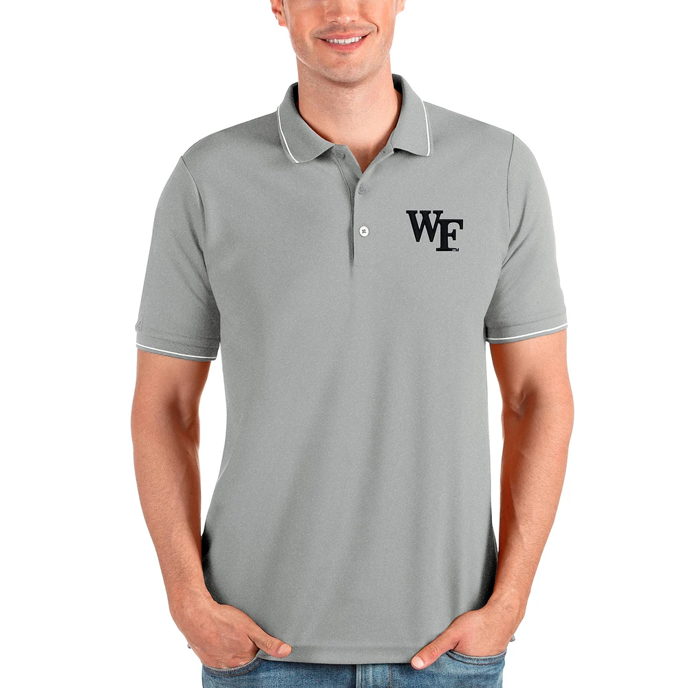 Men's Antigua Gray Wake Forest Demon Deacons Affluent Polo