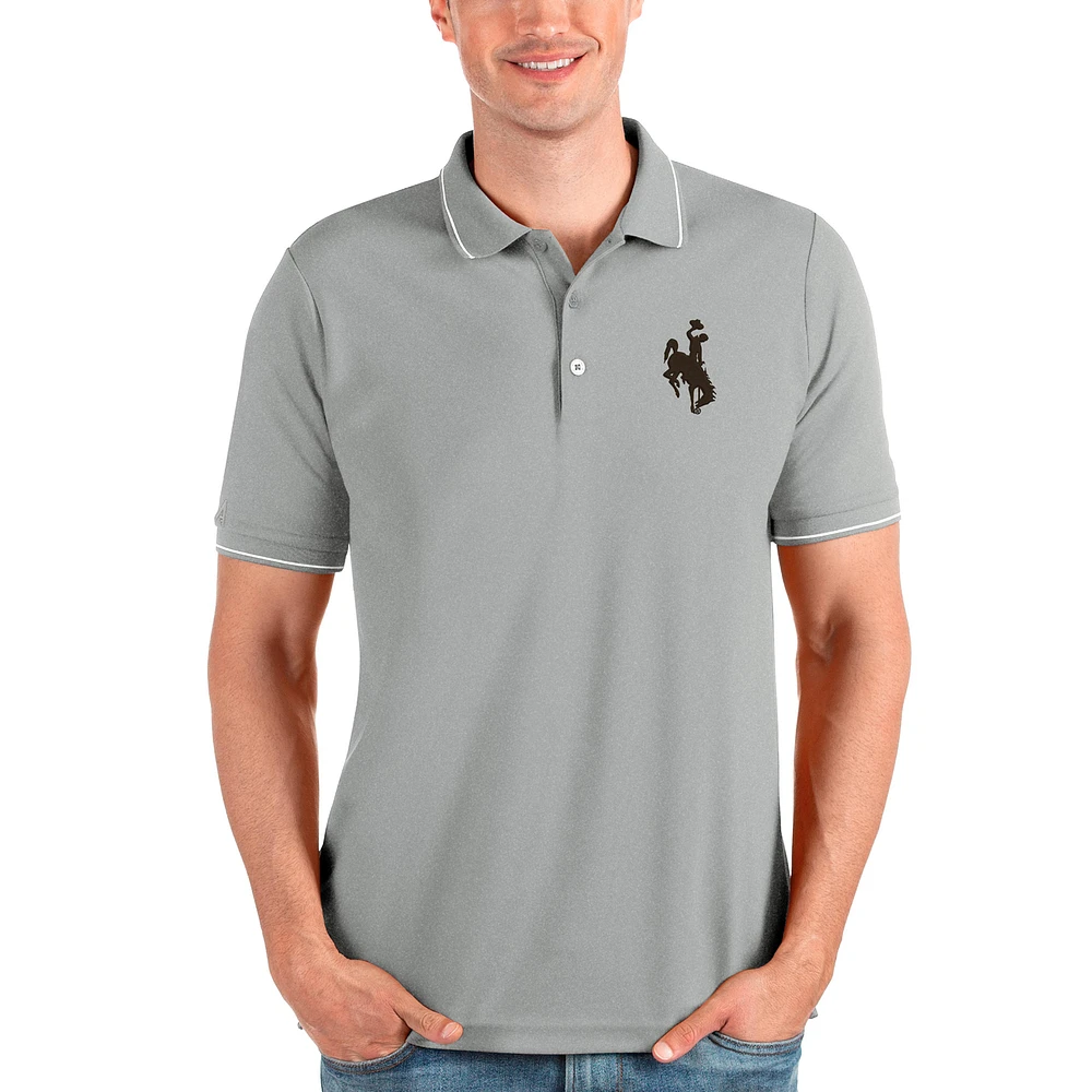Men's Antigua Gray Wyoming Cowboys Affluent Polo