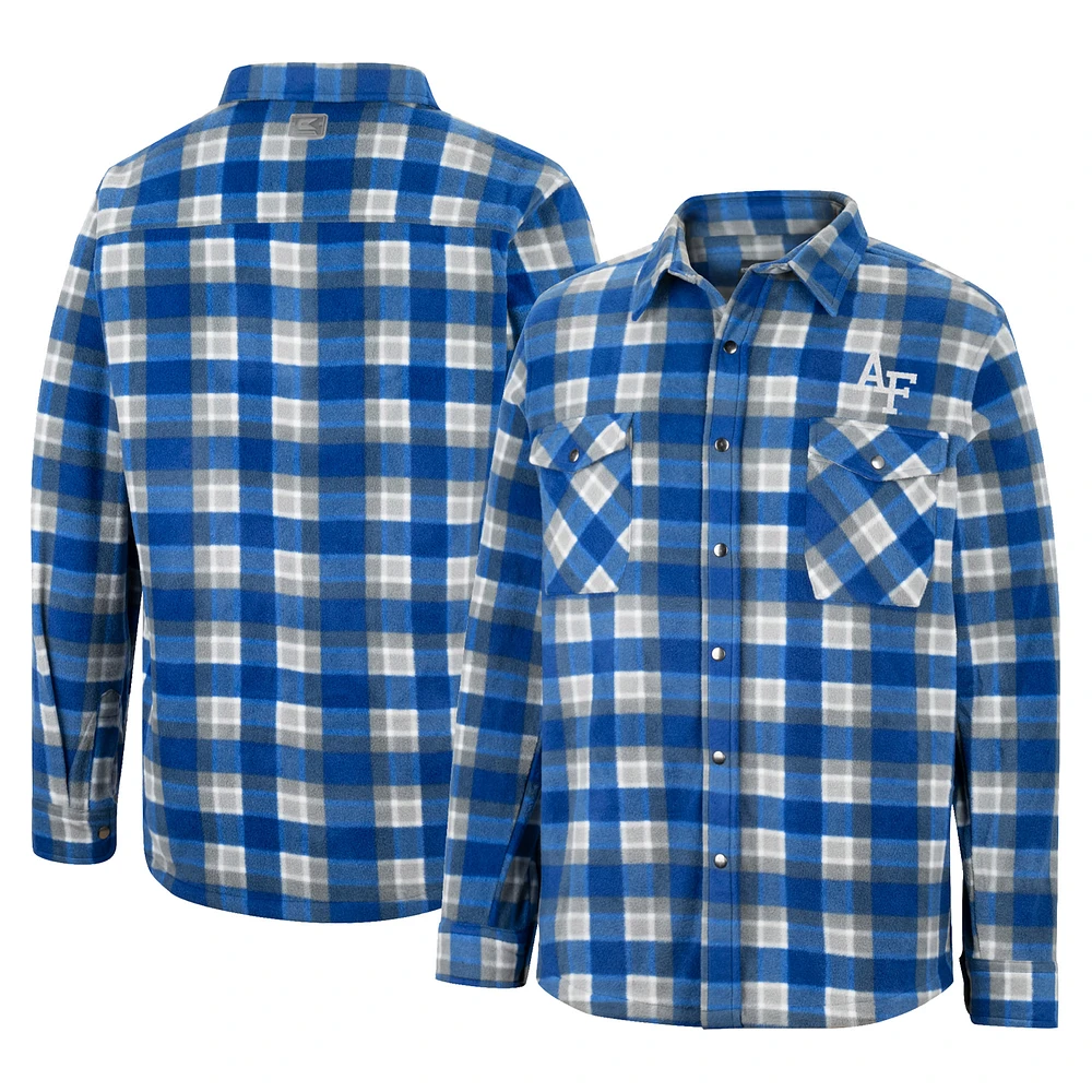 Men's Colosseum Royal/White Air Force Falcons Ellis Plaid Full-Snap Shirt Jacket