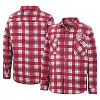 Men's Colosseum Red/White Boston University Ellis Plaid Full-Snap Shirt Jacket