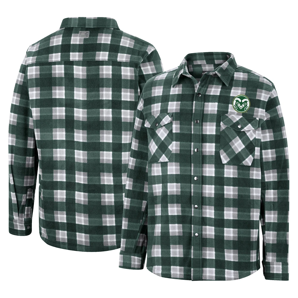 Men's Colosseum Green/White Colorado State Rams Ellis Plaid Full-Snap Shirt Jacket