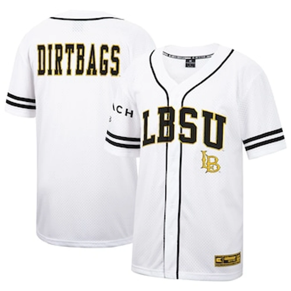 Men's Colosseum White Cal State Long Beach The Free Spirited Mesh Button-Up Baseball Jersey