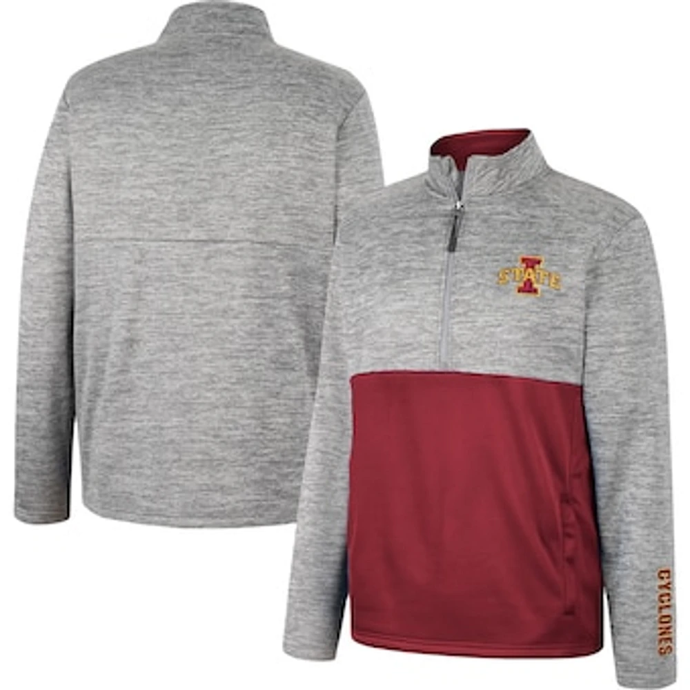 Men's Colosseum Gray Iowa State Cyclones John Half-Zip Jacket