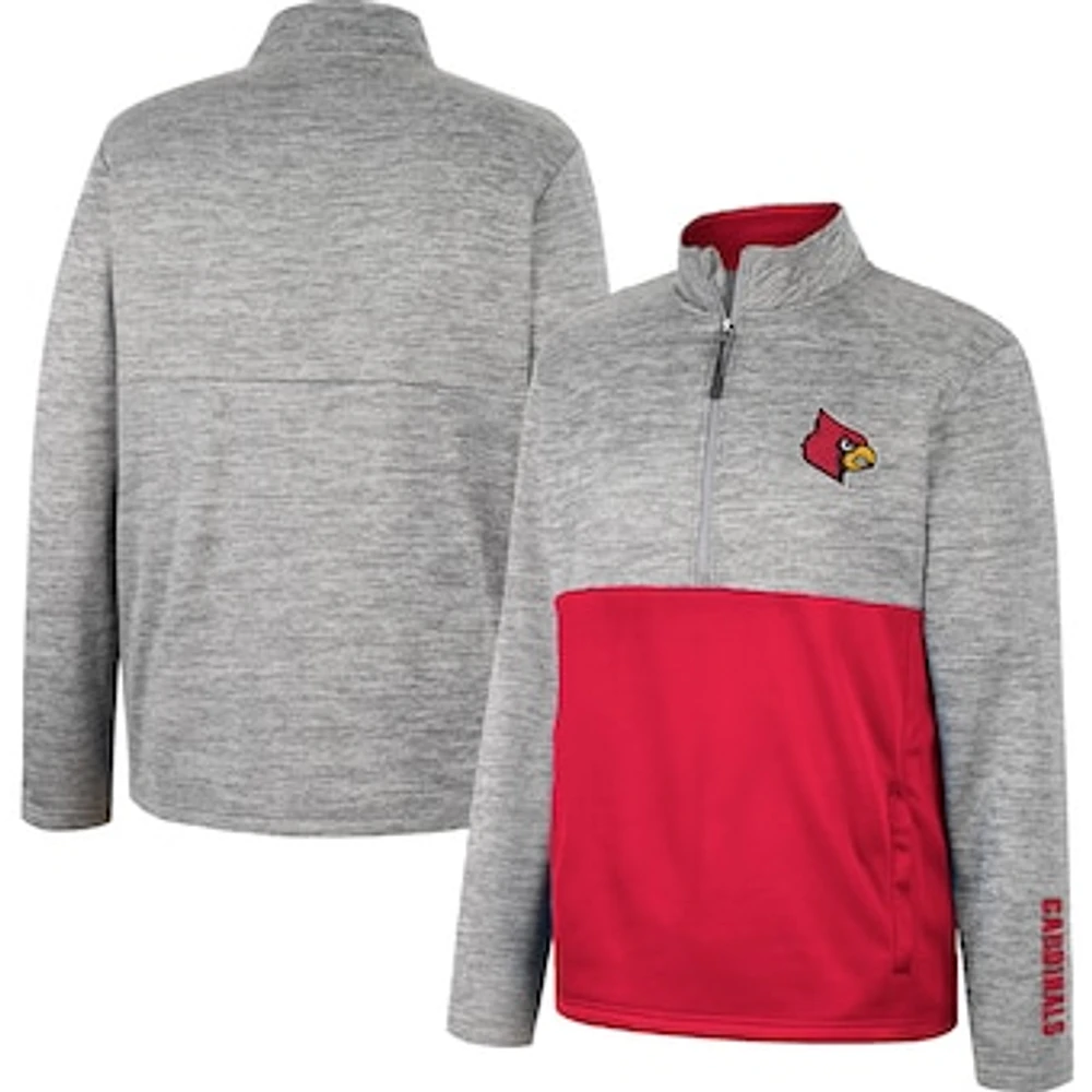 Men's Colosseum Gray Louisville Cardinals John Half-Zip Jacket