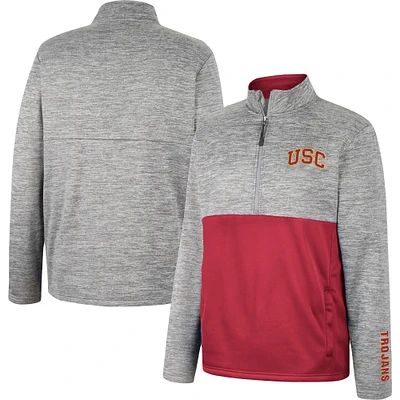 Men's Colosseum Gray USC Trojans John Half-Zip Jacket