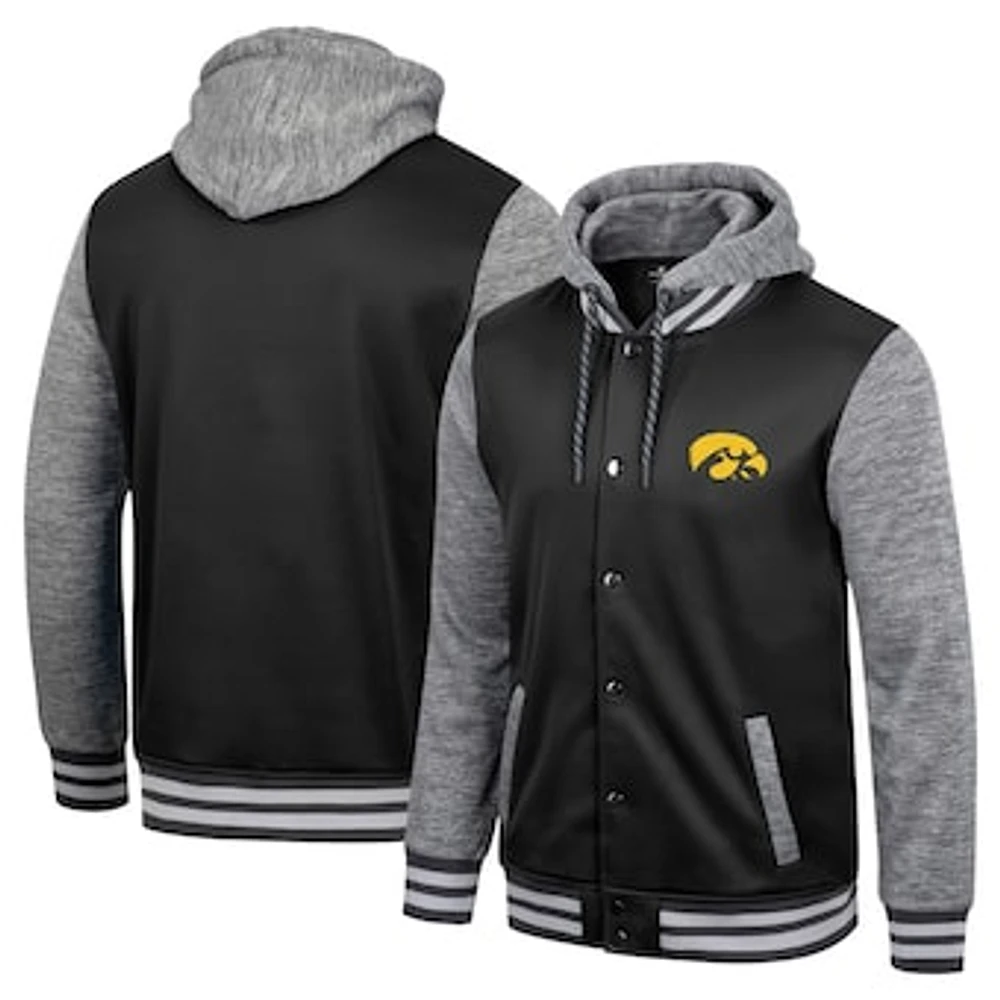 Men's Colosseum Black Iowa Hawkeyes Robinson Hoodie Full-Snap Jacket