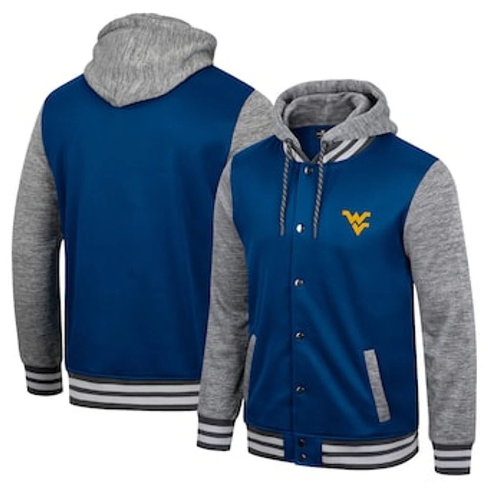 Men's Colosseum Navy West Virginia Mountaineers Robinson Hoodie Full-Snap Jacket