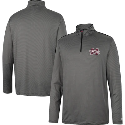 Men's Colosseum Charcoal Mississippi State Bulldogs Logo Quarter-Zip Windshirt