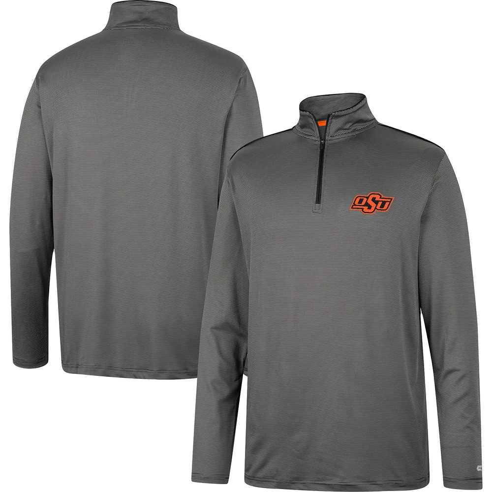 Men's Colosseum Charcoal Oklahoma State Cowboys Logo Quarter-Zip Windshirt