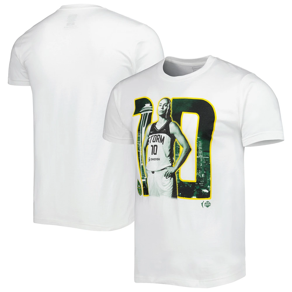 Unisex Stadium Essentials Sue Bird White Seattle Storm Player Skyline T-Shirt