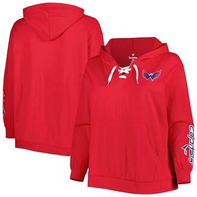 Women's Red Washington Capitals Plus Lace-Up Pullover Hoodie