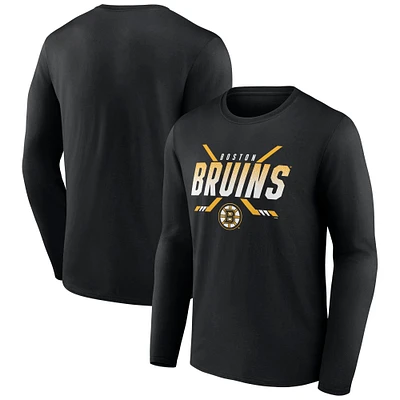 Men's Black Boston Bruins Team Covert Long Sleeve T-Shirt