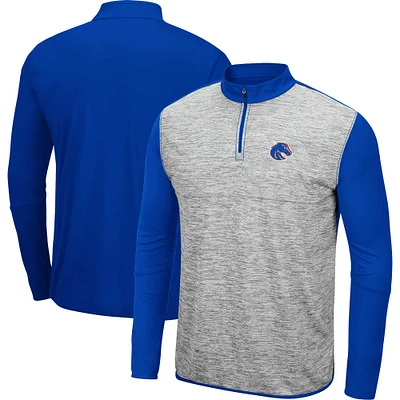 Men's Colosseum Heather Gray/Royal Boise State Broncos Prospect Quarter-Zip Jacket