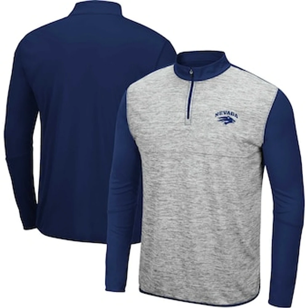 Men's Colosseum Heather Gray/Navy Nevada Wolf Pack Prospect Quarter-Zip Jacket