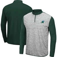 Men's Colosseum Heather Gray/Green Tulane Green Wave Prospect Quarter-Zip Jacket