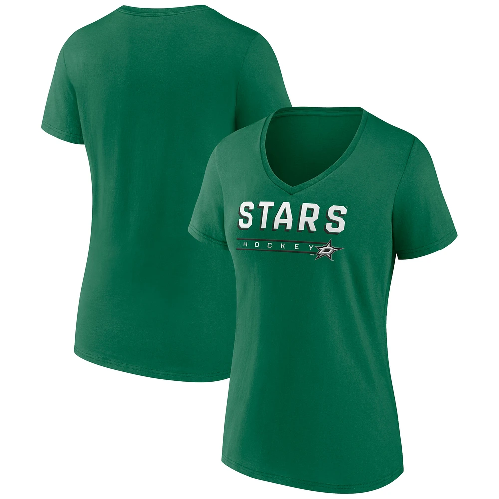Women's Kelly Green Dallas Stars Primary Play V-Neck T-Shirt