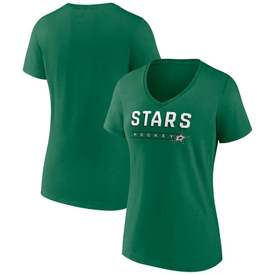 Women's Kelly Green Dallas Stars Primary Play V-Neck T-Shirt